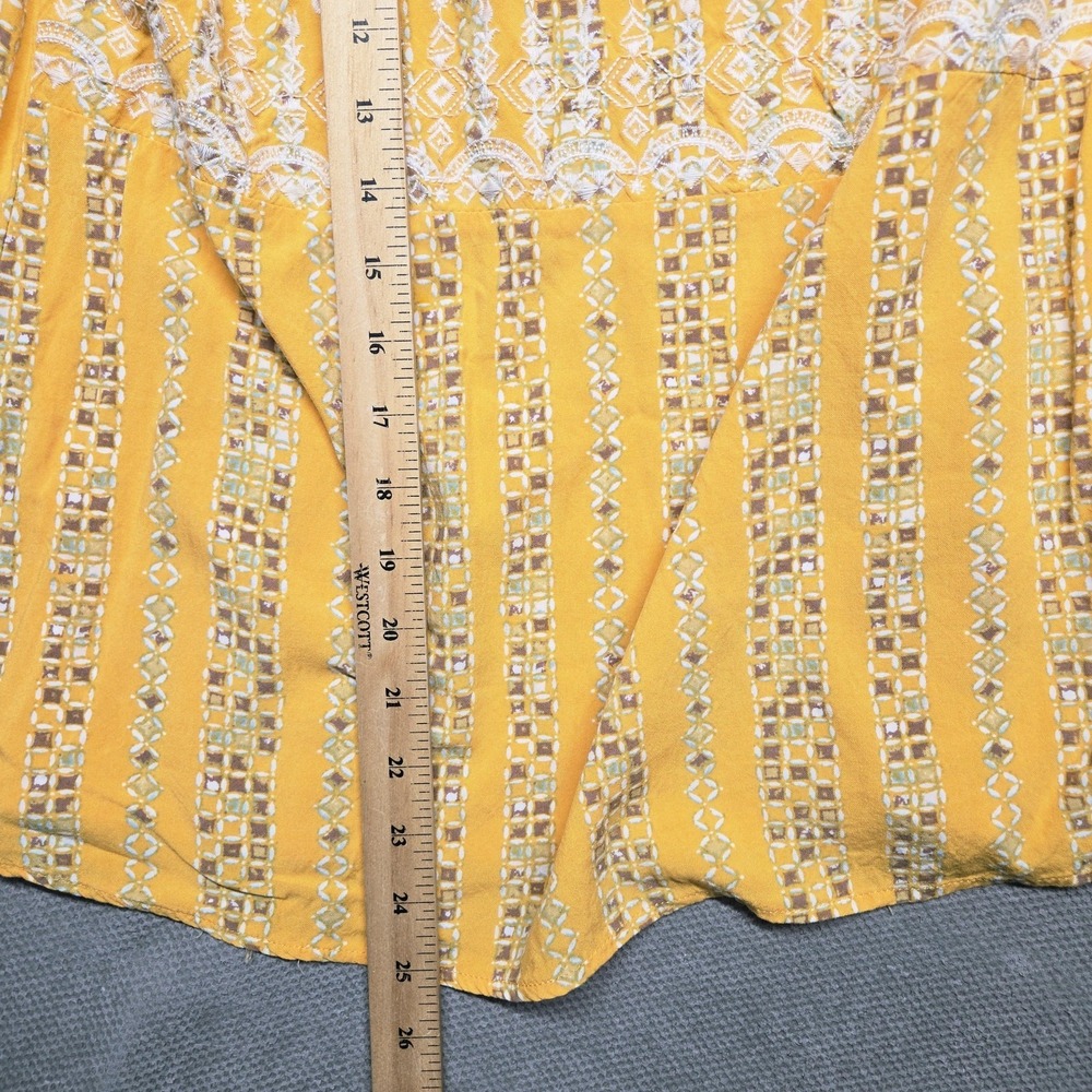 Savanna Jane Blouse Womens Small Yellow Embroidered Boho Tunic Flutter Sleeve - Picture 8 of 11
